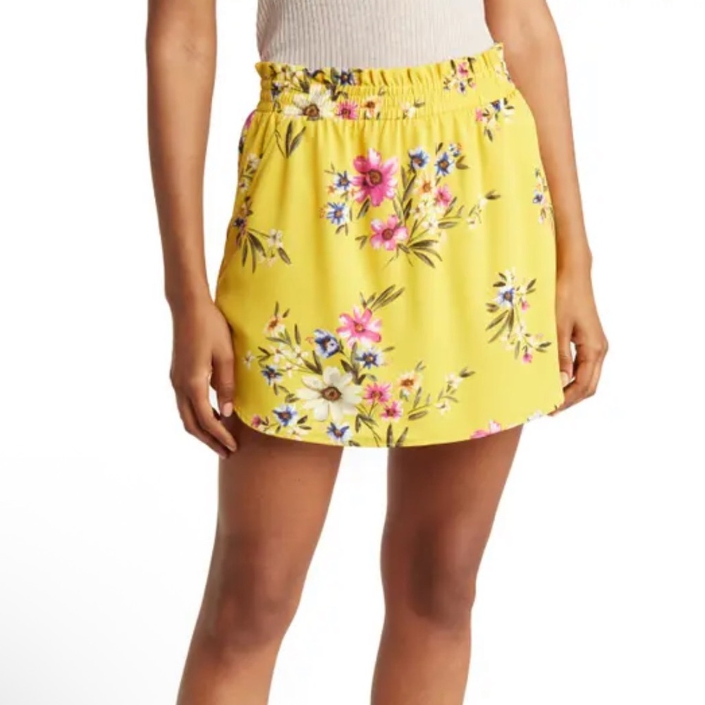 3/$7 DR2 by Daniel Rainn Floral Yellow Skirt size L